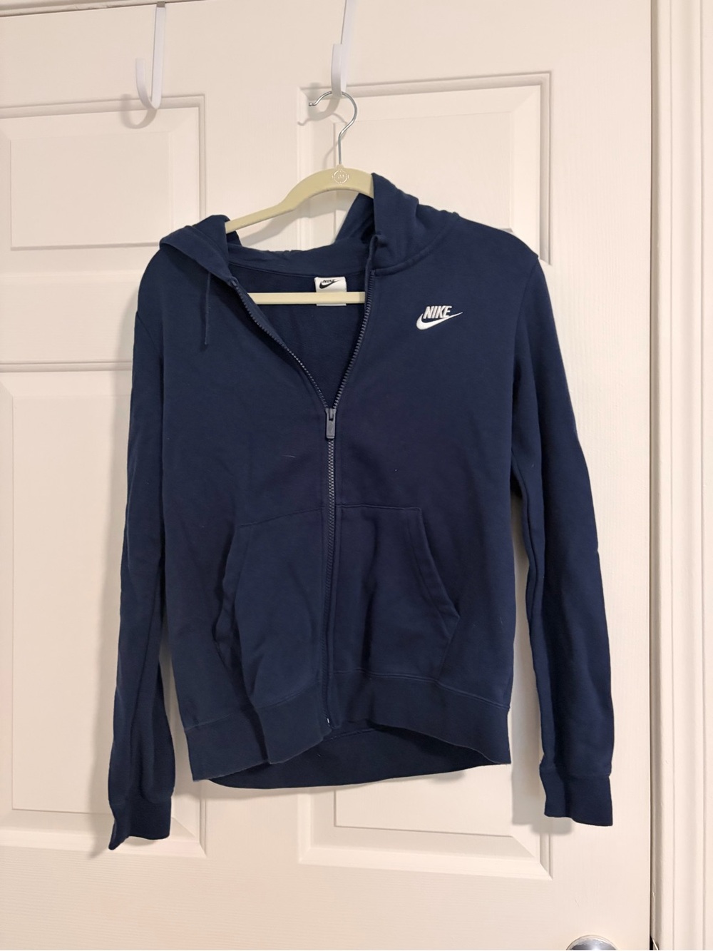 Nike Navy Blue Zip Hoodie with White Logo